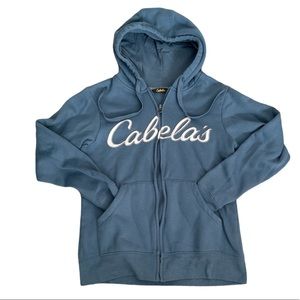 Cabelas Hoodie Men's size S Blue Fleece Lined Full Zip